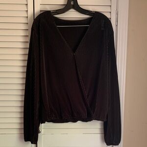 Cupshe Black Ribbed Blouse
